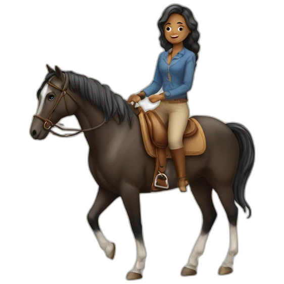 Mulher montada a cavalo  emoji
