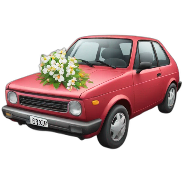 Voiture et une fleur emoji