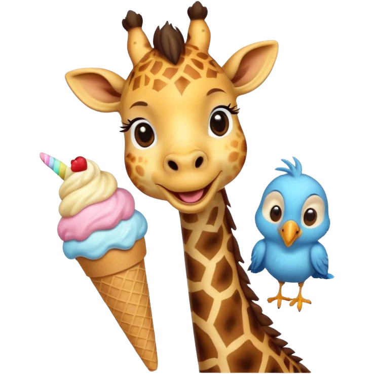 Giraffe with Ice Creams
Giraffe sharing cone with bird



 emoji
