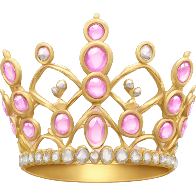 Gold tiara with light pink jewels emoji