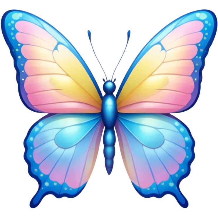 Pastel whitish light pale iridescent pink-blue-yellow-gradients shiny sparkly glittery fine nice gorgeous colorful bufferfly emoji