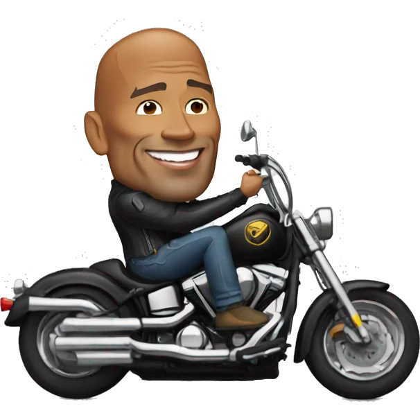 Dwayne Johnson sur une moto emoji
