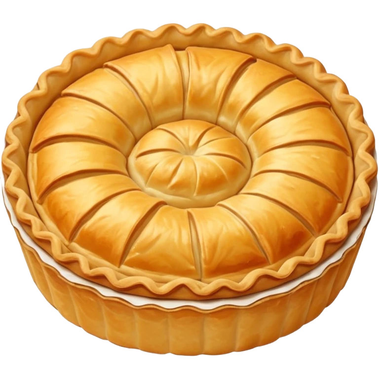 simple banitsa emoji, round pastry with golden crust, minimal details emoji