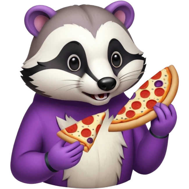 badger eating pizza purple and white emoji