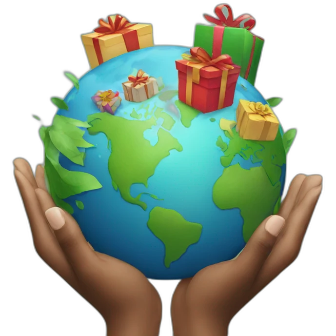 earth receiving gifts emoji