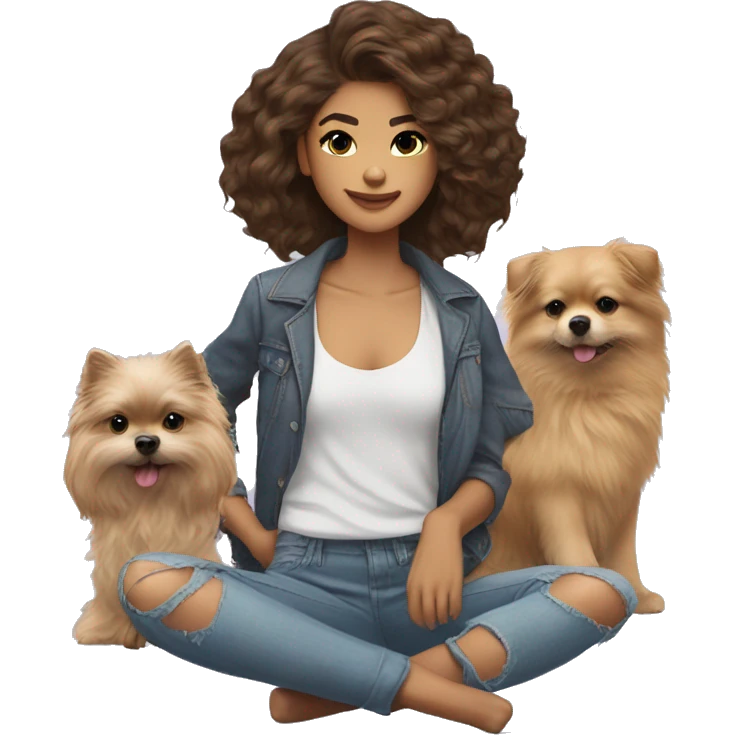 Zendaya usando ropa lila y un perrito Pomerania emoji
