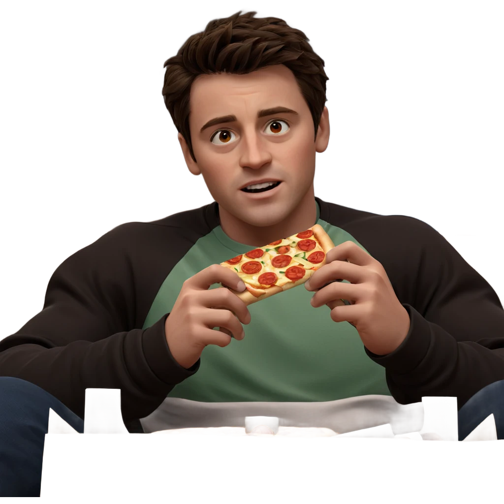boy enjoying pizza indoors emoji