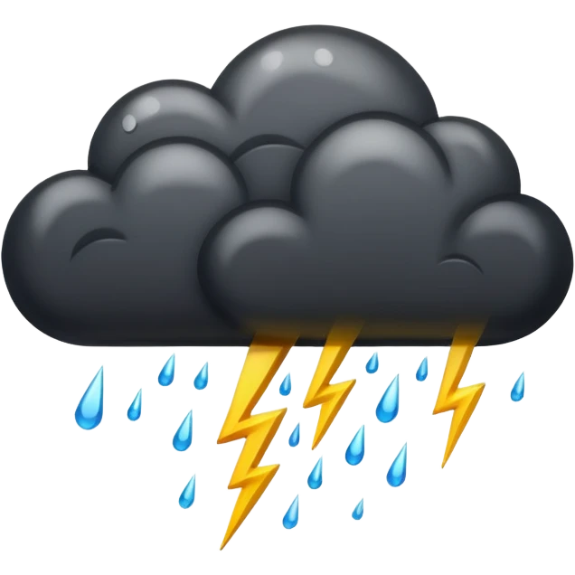 Black cloud with rain and lightning  emoji