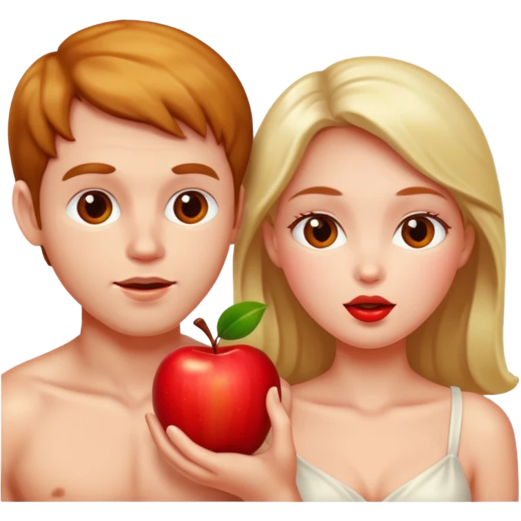 Adam and Eve eating an apple emoji