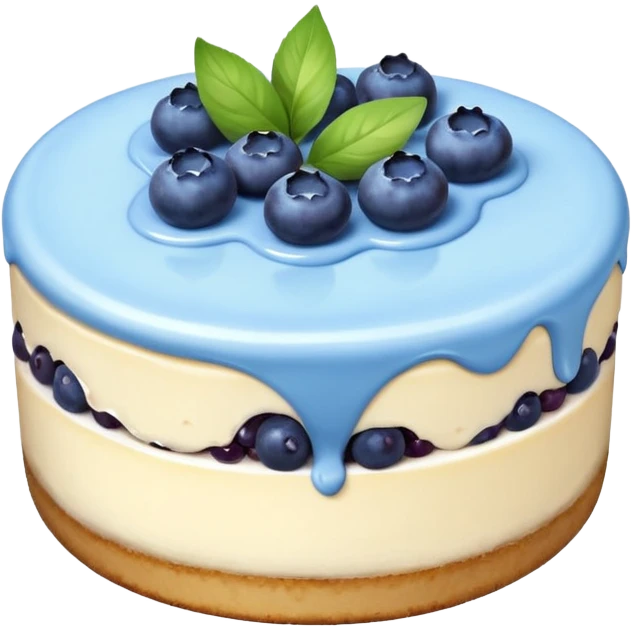 Cheesecake with blue cream on top and blueberries emoji