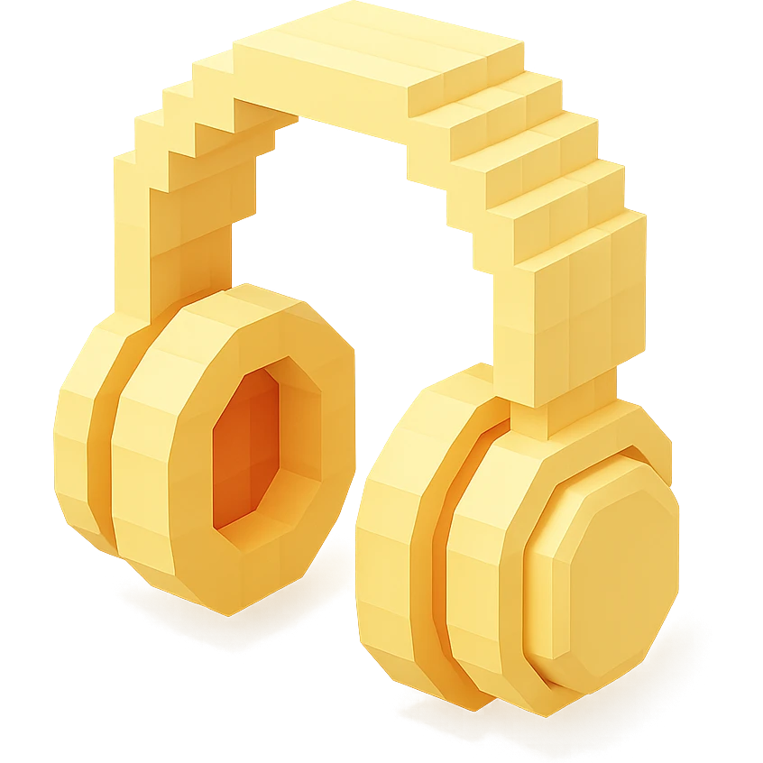 full-size Sony headphones, pale cream color, isometric view emoji