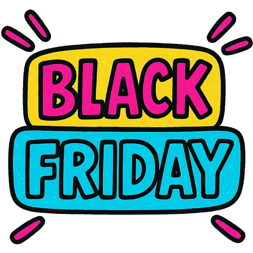 Black Friday label with hand lettering  emoji