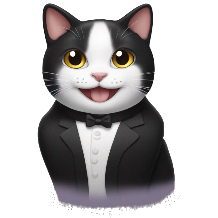 Tuxedo cat smiling  emoji