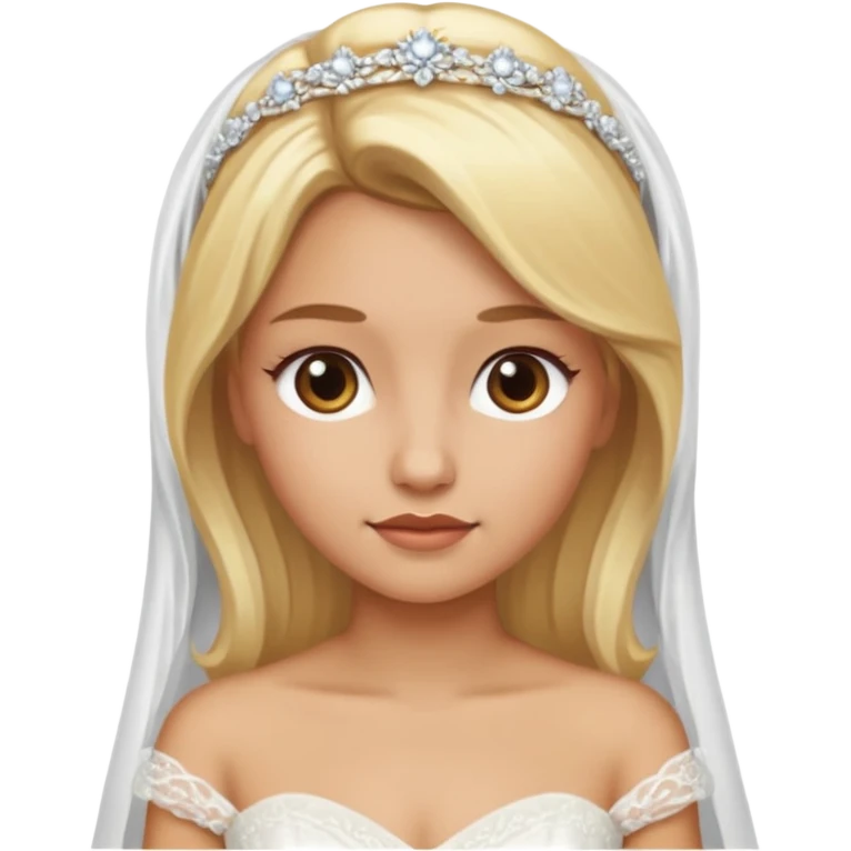 Blonde girl with light brown skin in wedding dress emoji