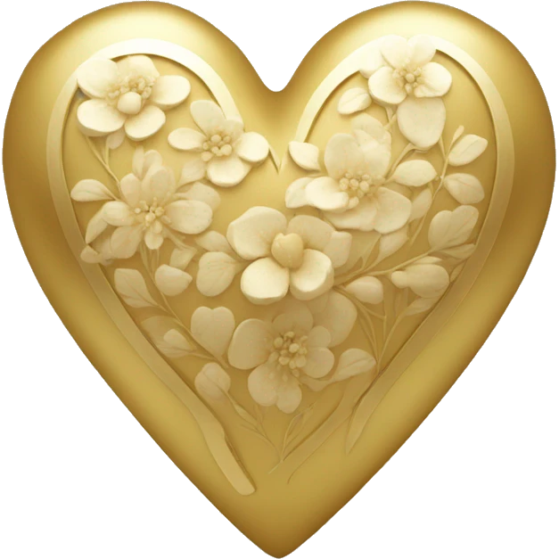 Golden heart with a floral pattern on it  emoji