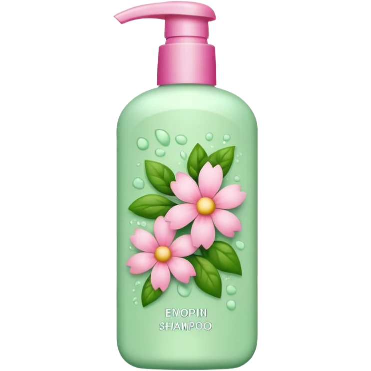 light green and pink floral shampoo emoji