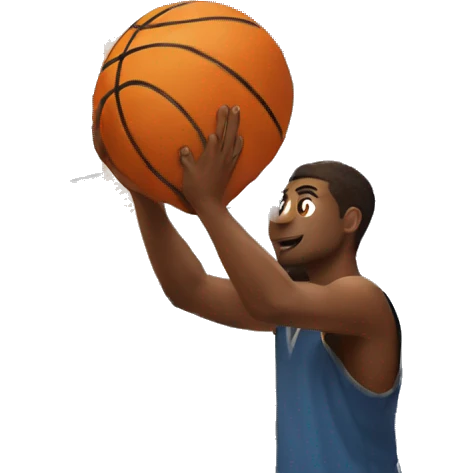 Man playing basketball while lifting up building emoji