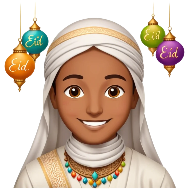 Happy Eid  colorful vibe and words written  emoji