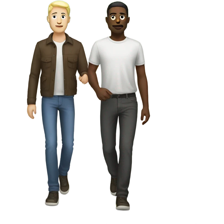 white skin man walking with his friend  emoji
