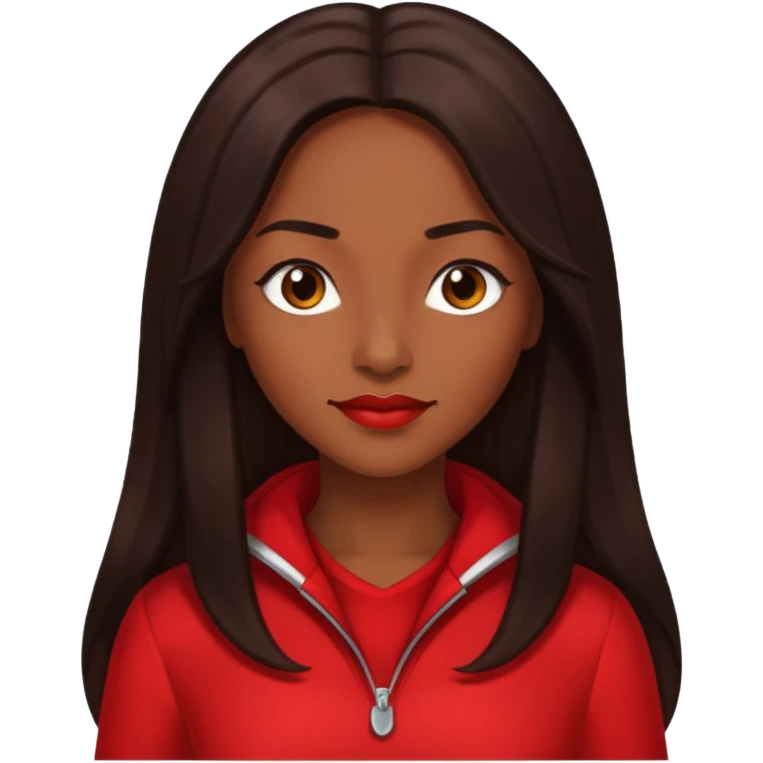 Rozonda Chilli Thomas with dark brown long hair, brown eyes, red outfit emoji