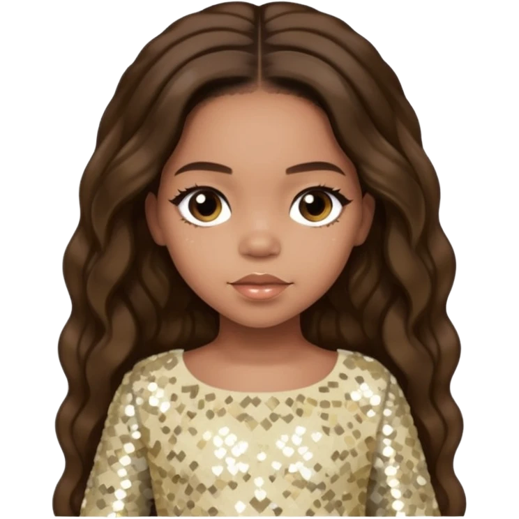 Blue Ivy Carter with long dark brown hair, ivory sequin outfit emoji