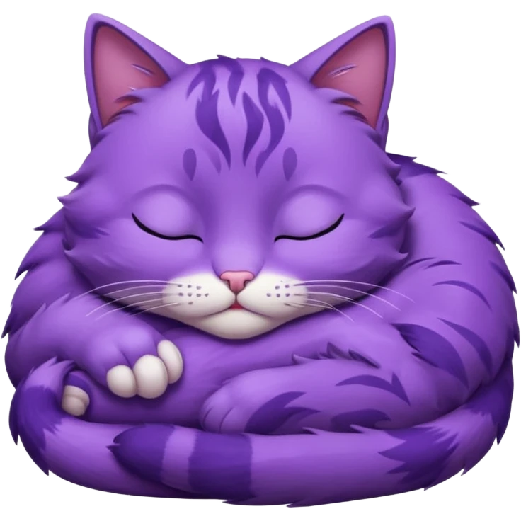 Un gato morado que este durmiendo con los ojos cerrados y que se vean sus patitas emoji