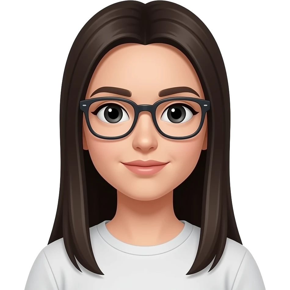 glasses, black eyes girls, tall straight hair emoji