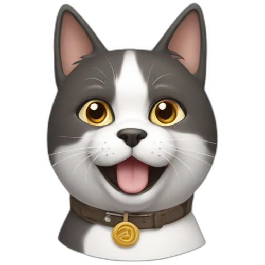 Un chat sur un chien emoji