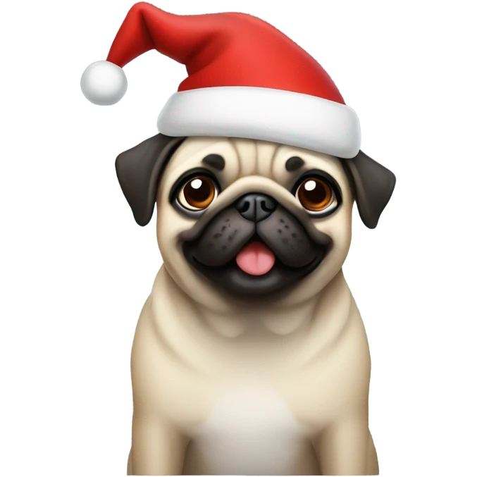 Pug in Santa hat  emoji