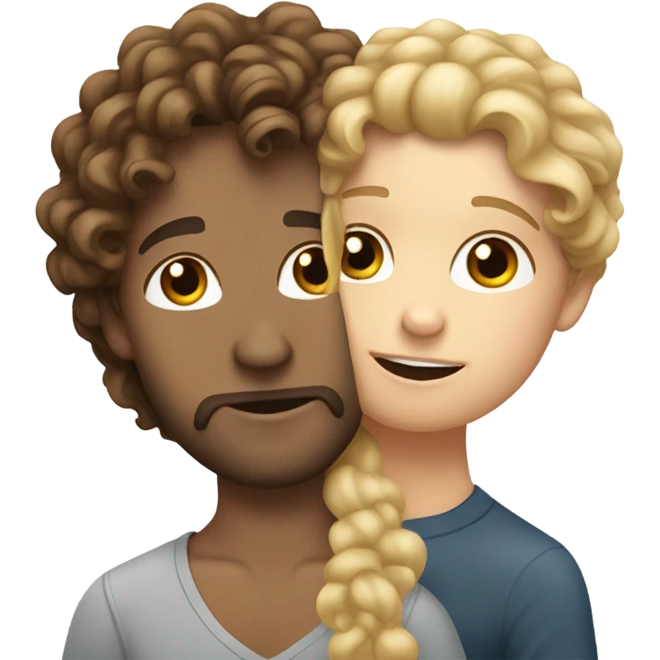 a white girl with brown curly hair kissing a white guy with dirty blonde hair emoji
