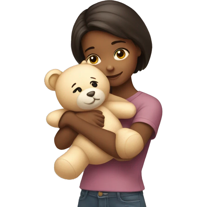 girl hugging a teddy bear emoji