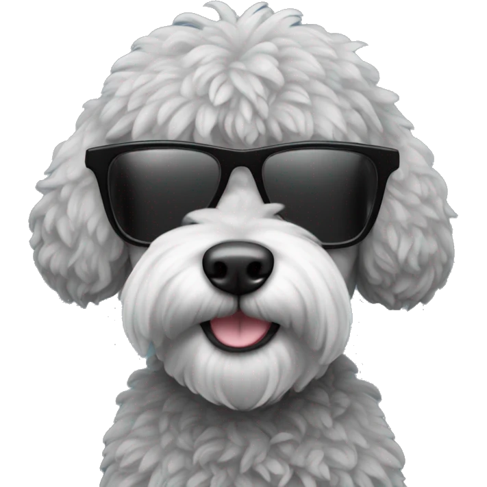 Black and grey ozzie doodle with sunglasses emoji