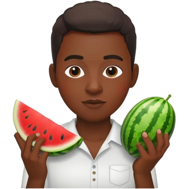Black oetson eating watermelon with a white shirtz emoji