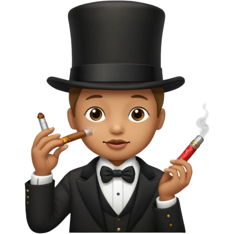 A baby smoking a cigar while wearing a top hat emoji