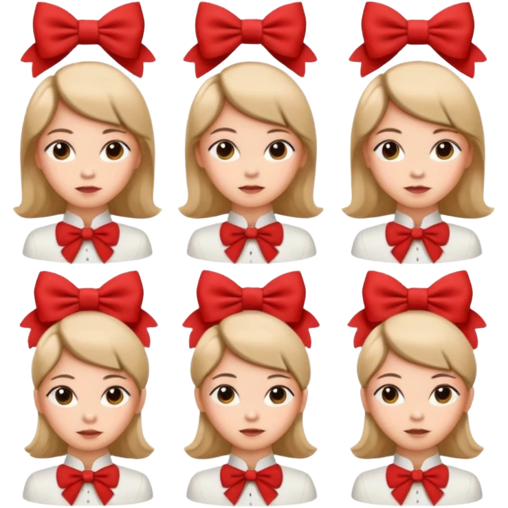 women with neckBow, different hair style. emoji