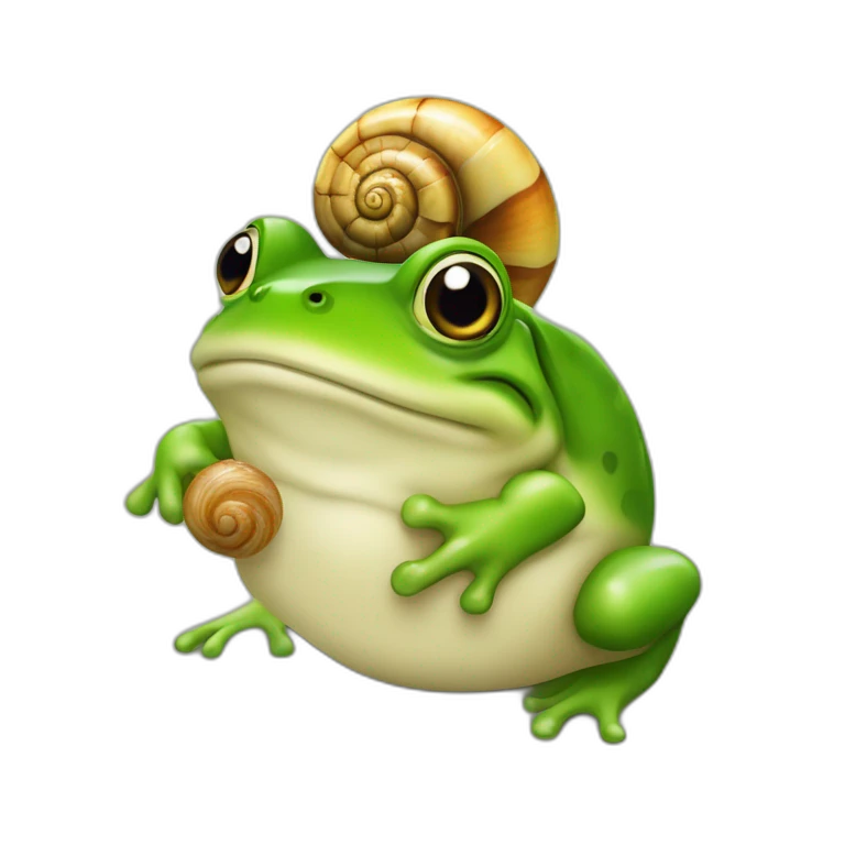 Grenouille avec un escargot sur la tête  emoji