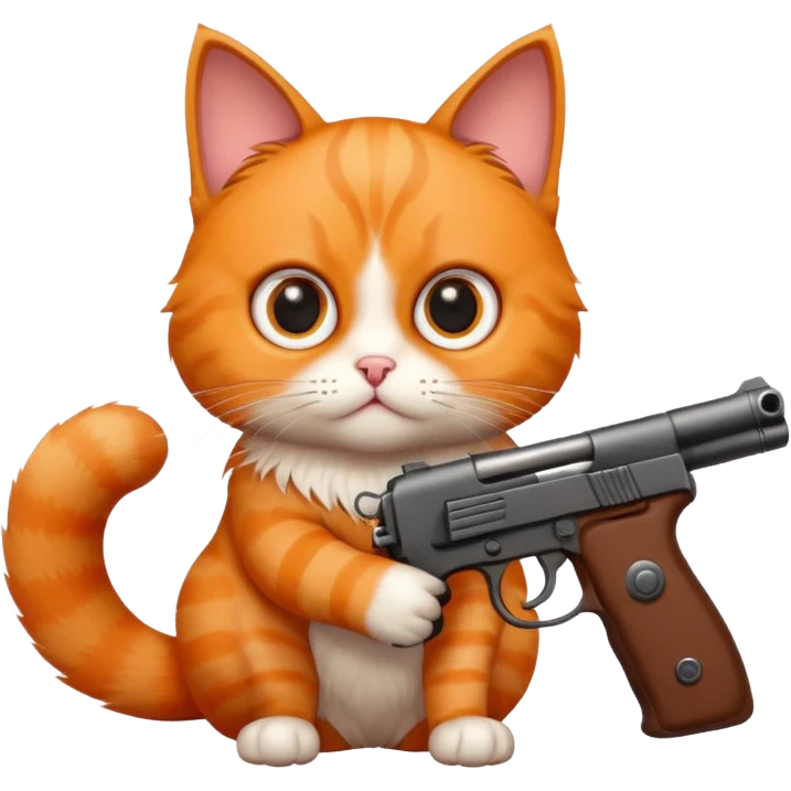 Cat clocking a gun emoji