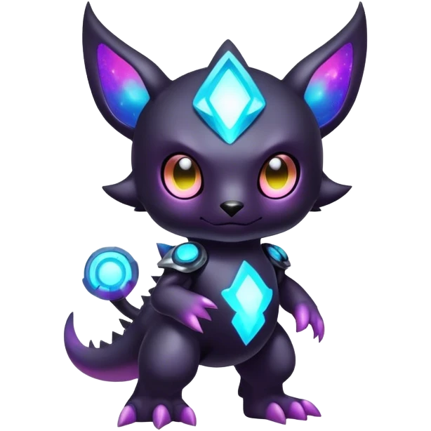 Cute cool colorful dark nebula fantasy-Digimon-animal-hybrid full body emoji