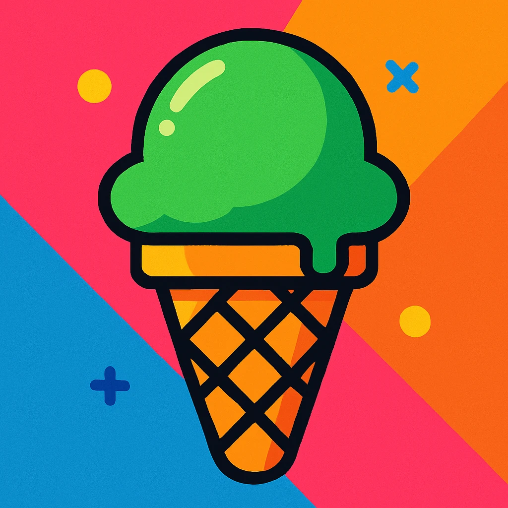 ice cream with a green ball, vibrant and playful style emoji