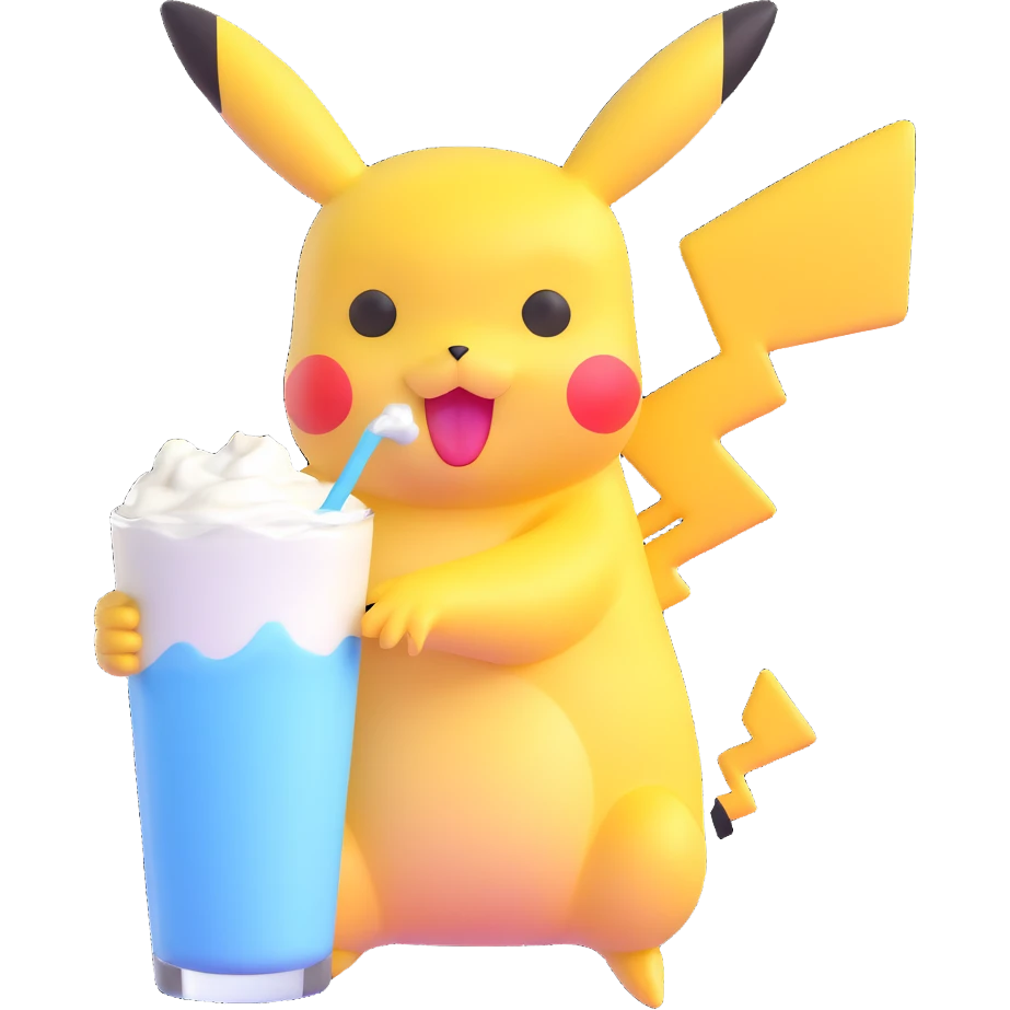 Pikachu drinking ayran emoji