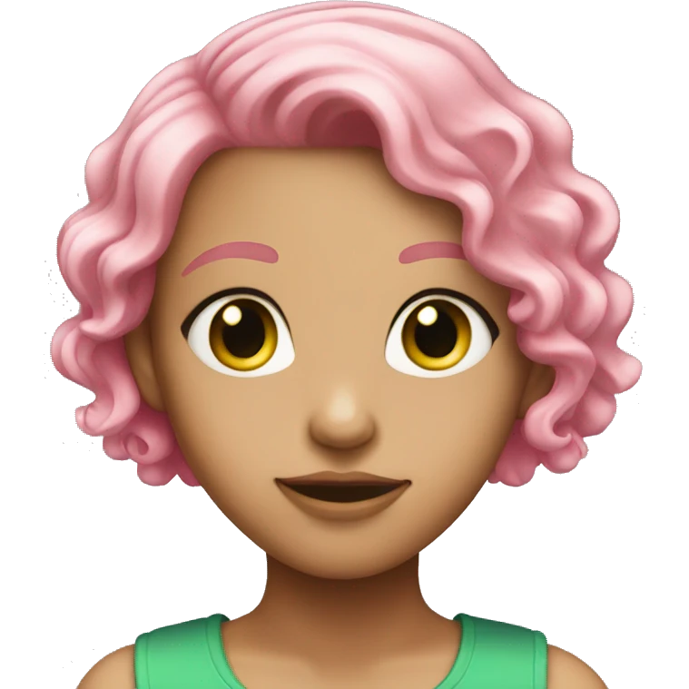 Pretty girl with bright green eyes and pink hair emoji