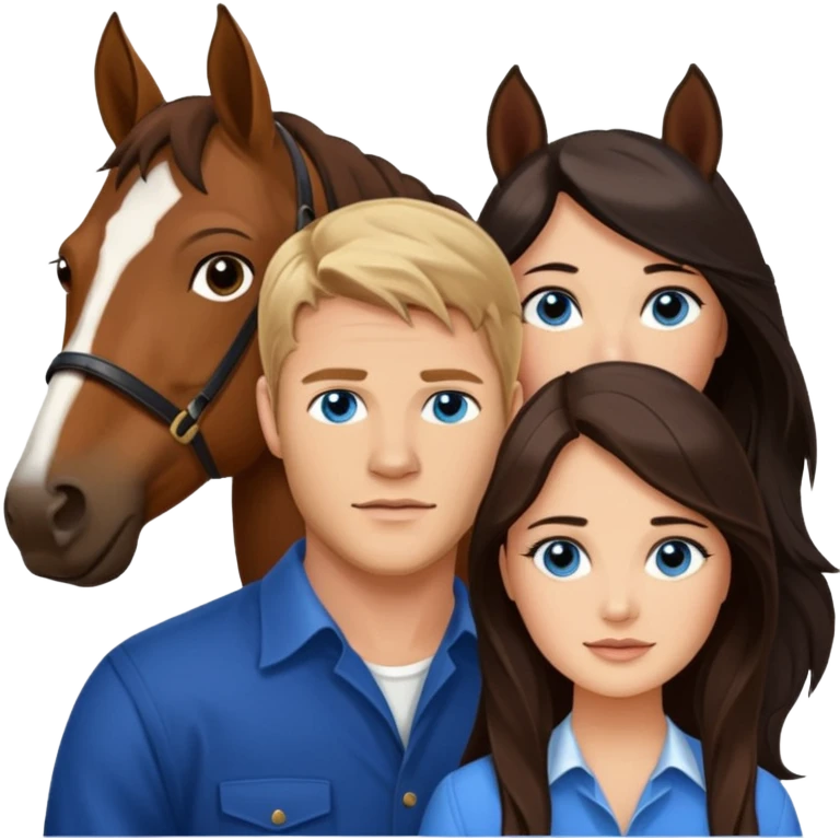  blue eyed trevor donovan with brown eyed danica mckellan and brown horse emoji