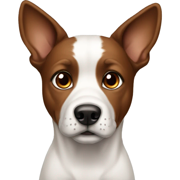 Dog with brown eyes brown and white emoji