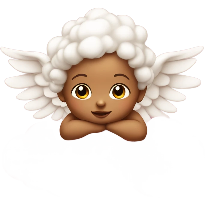 Cherub baby sitting on soft pink cloud emoji