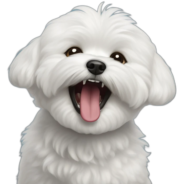 Bichon Frise yawning loudly emoji
