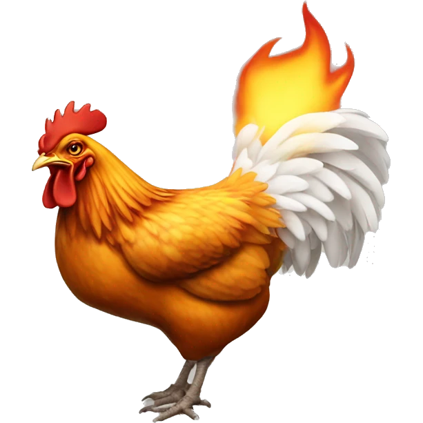 Chicken breathing fire emoji