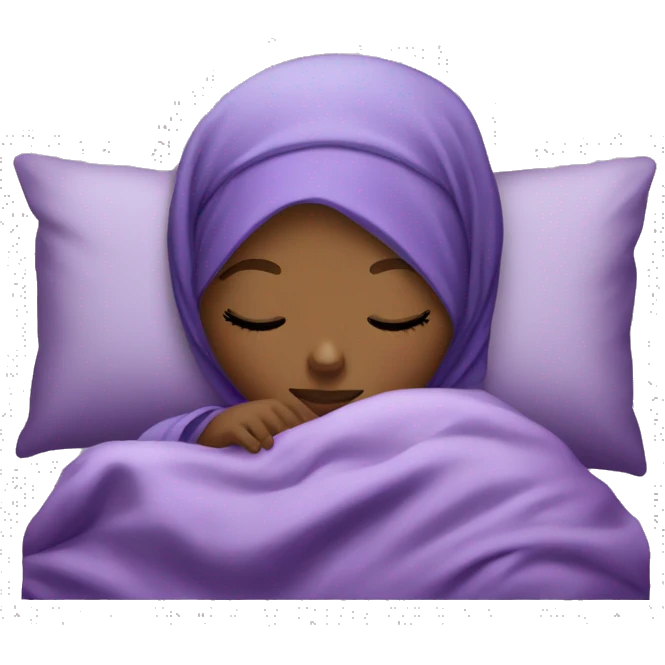 Black Hijabi sleeping in purple pyjamas emoji