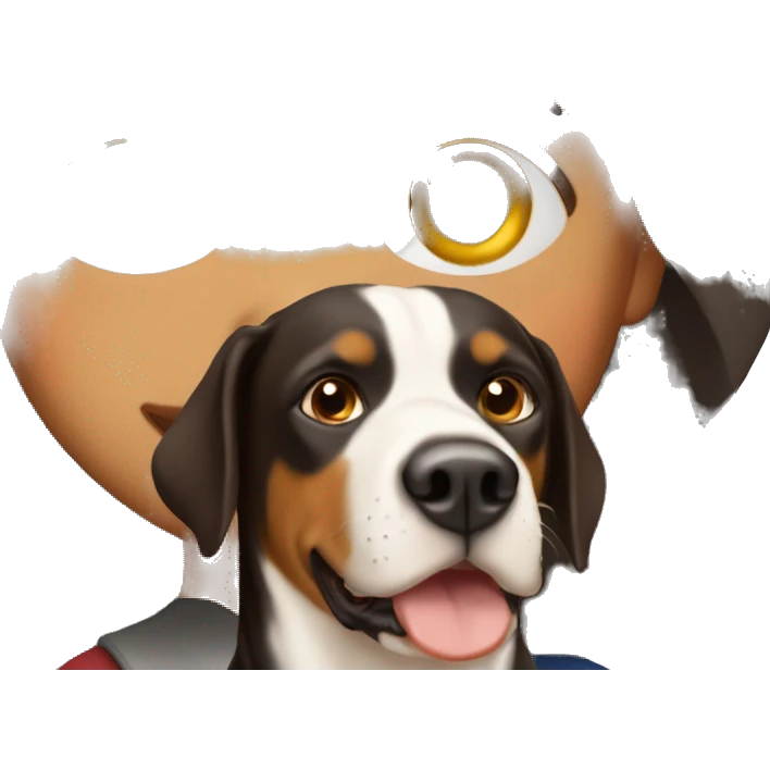 girl with long dark brown hair with a greater swiss mountain dog emoji