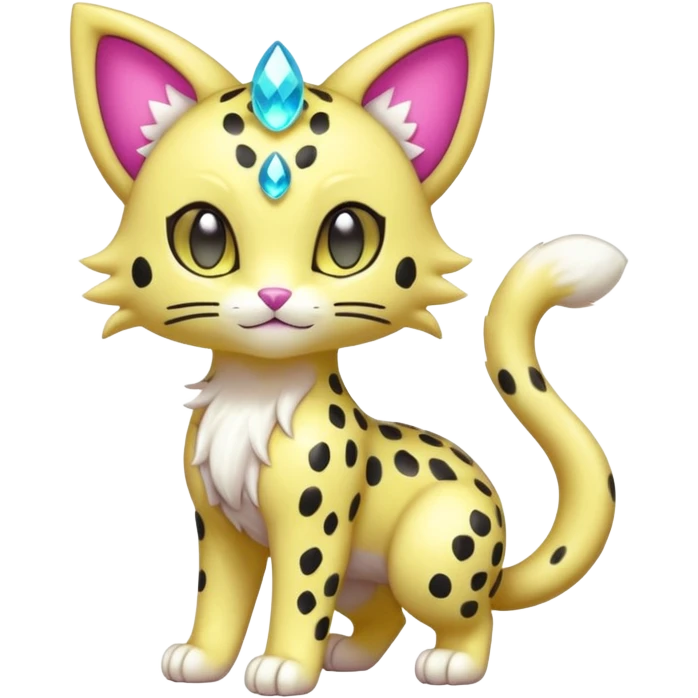 Colorful Shiny Neon-colored Sparkly Unqiue Ethereal cute Adorable furry Liepard-Skitty-Delcatty-Pokémon-Fakémon-hybrid-creature (full body) emoji