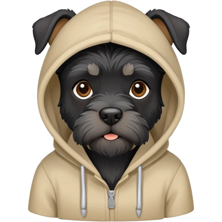 Schnauzer negro con una hoddie emoji